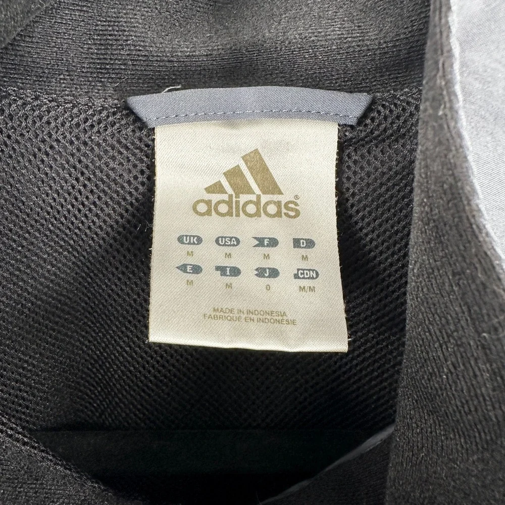 Adidas Mens Grey Black 3-Stripe Quarter Zip Windbreaker Jacket Size Medium‎ Y2K
